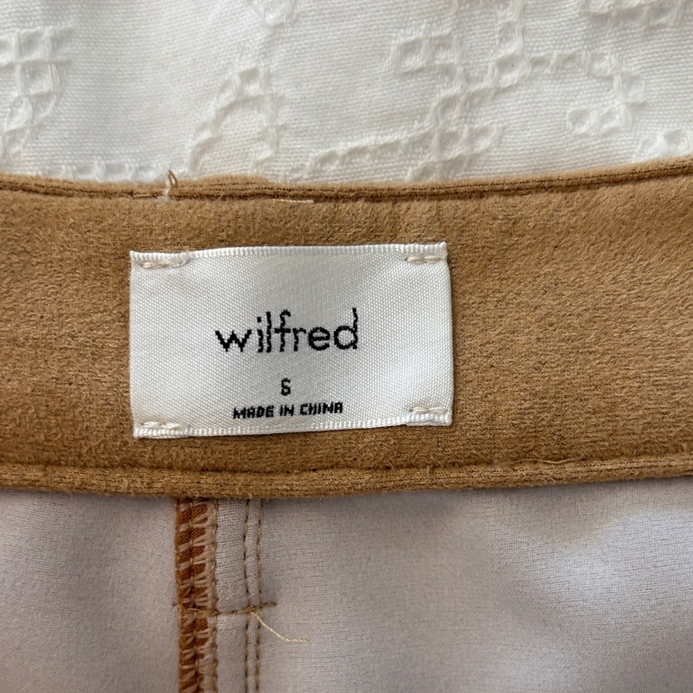 Aritzia Wilfred Camel Faux Suede Straight Leg Pants Size 6 - Picture 10 of 16